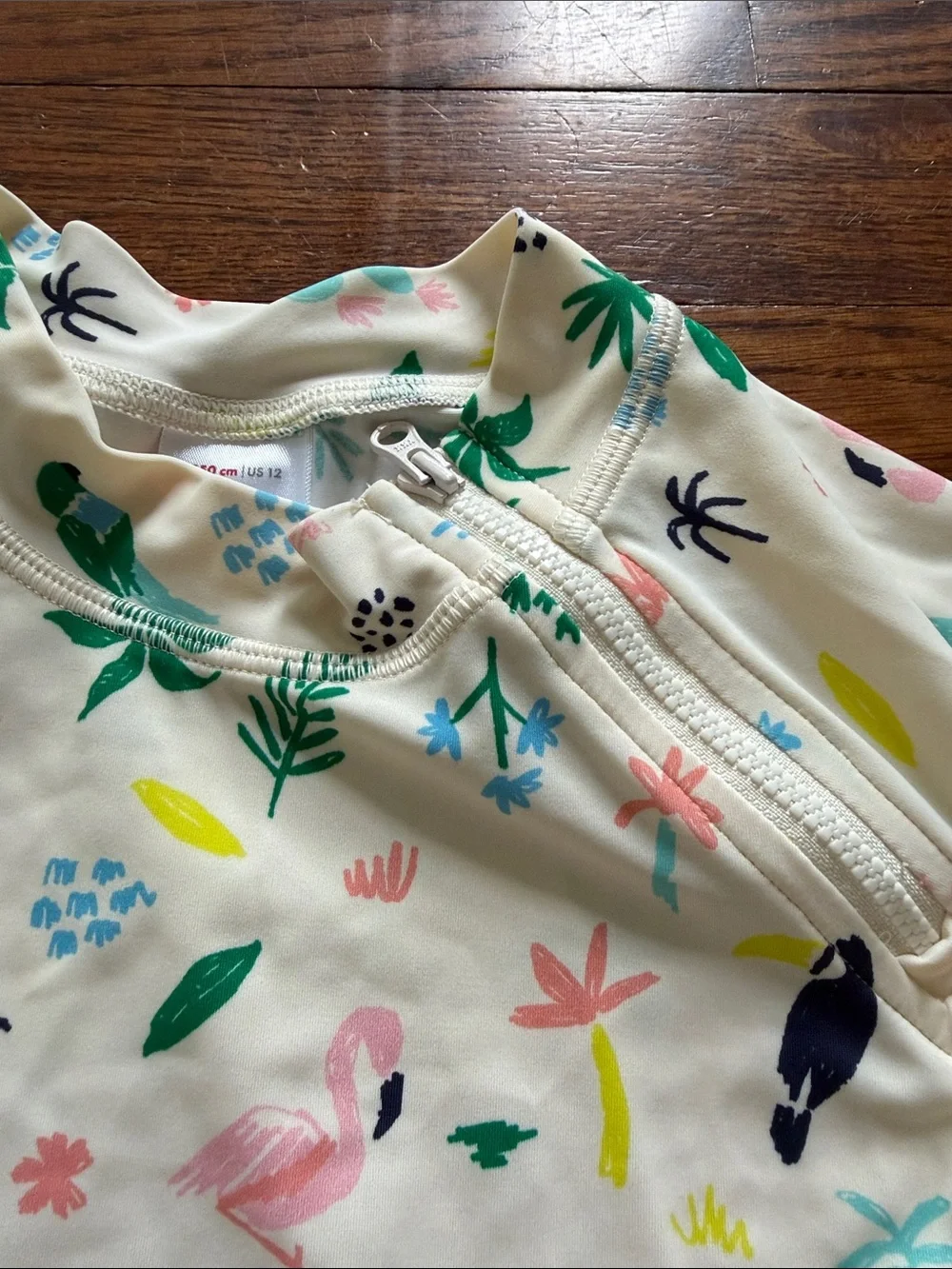 Hanna Andersson Cream Tropical Print & Dusty Pink Floral Rash Guards
